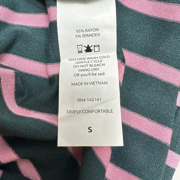 LuLaRoe Retired Julia Dress S Gray and Pink Striped SS Form Fitting NWT - Picture 6 of 9